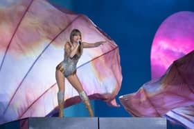 US singer-songwriter Taylor Swift performs onstage on the first night of her "Eras Tour" at AT&T Stadium in Arlington, Texas, on March 31, 2023. (Photo by SUZANNE CORDEIRO / AFP) (Photo by SUZANNE CORDEIRO/AFP via Getty Images)