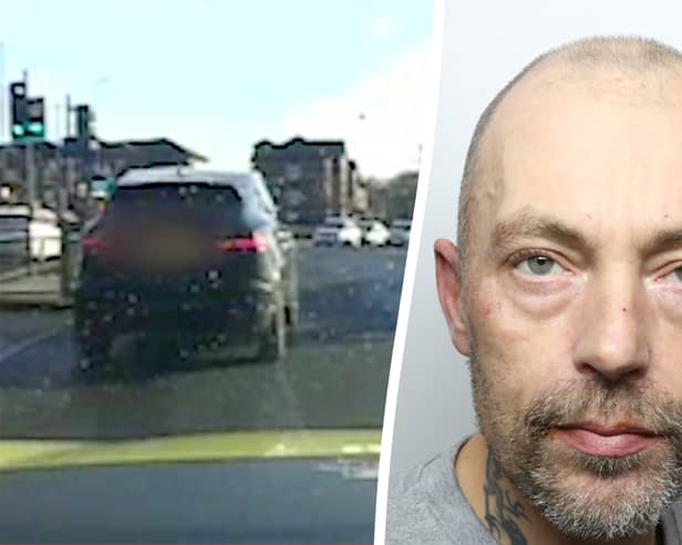 Car thief David Stephenson was chased by police after stealing vehicle with 89-year-old woman inside.