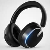 The wireless over-ear headphones feature hybrid active noise cancellation and memory foam ear cups