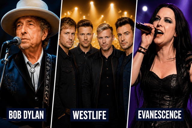 Bob Dylan, Westlife and Evanescence are among the big-name acts heading to Yorkshire.