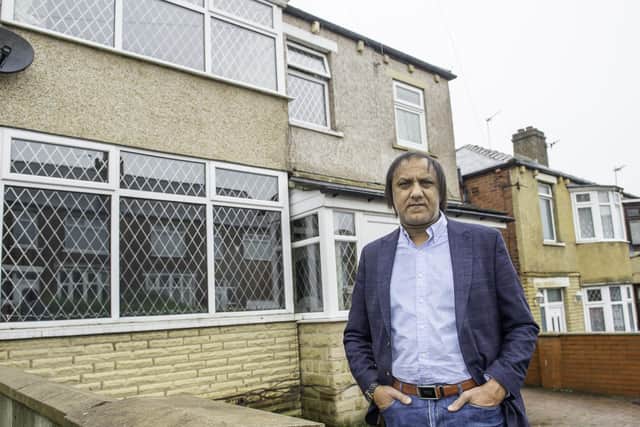 Masood Ahmed, Dewsbury South for Labour outside his home in Pentland Road, Savile Town.