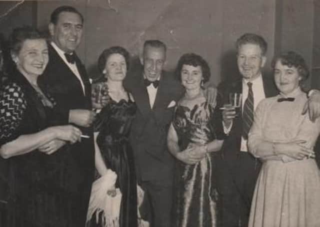 Having a ball: Local licensees pictured at the annual Licensed Victualler’s Ball in Dewsbury Town Hall in the early 1950s. Edith and Harry Ellis are the couple pictured third from the left.