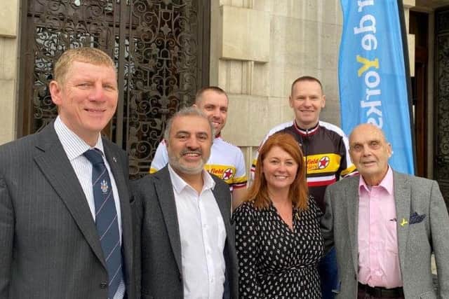 Council Leader, Shabir Pandor and Chief Executive Jacqui Gedman attended the route announcement as well as representatives from several cycling groups in Kirklees.
