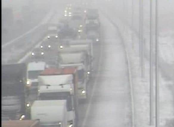 Snow on the M62 at Saddleworth (Picture Highways England)
