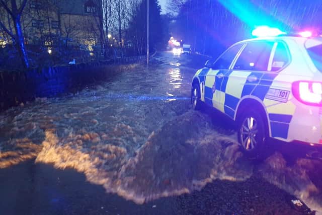 Flooding in Cooper Bridge. Photo by West Yorkshire Police.