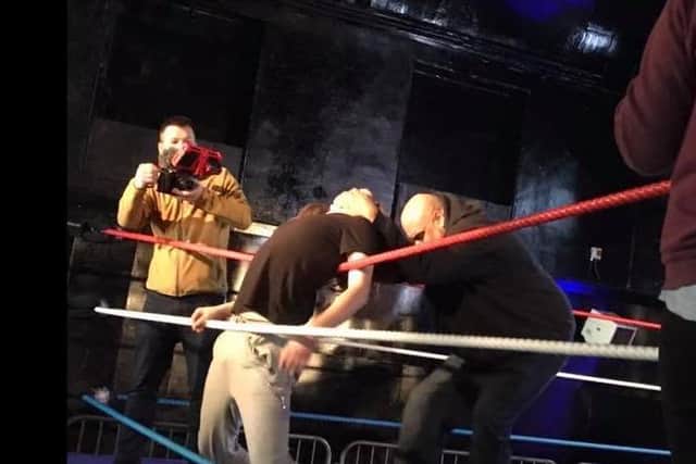 Fight scene: Filming at the UKW Wrestling Training Centre.