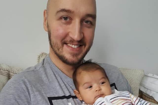 Mr Sobanski with his six-month baby, Valentina