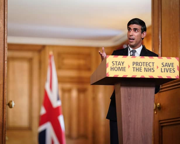 Chancellor Rishi Sunak speaking during a media briefing in Downing Street, London, on coronavirus (COVID-19). Photo: Downing Street / PA