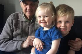 Roy Helliwell pictured with great grandchildren Phoebe and Caden.