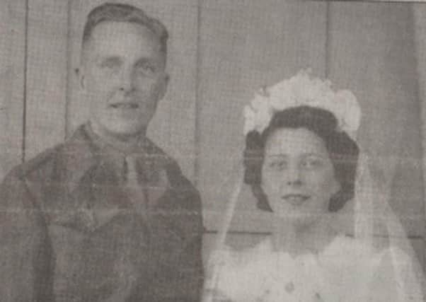 Big Day: Dennis Tolson and wife Mabel pictured on their wedding day which took place when he returned home after the war.