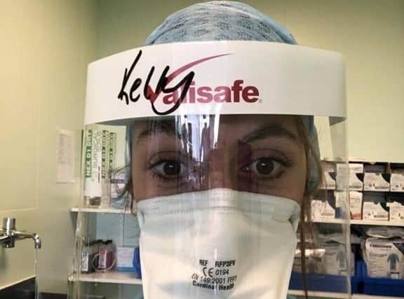 Kelly Holt pictured in her PPE during a shift at Pinderfields Hospital