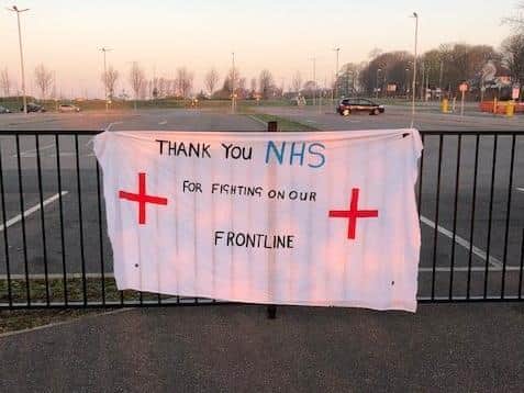A banner expressing gratitude for frontline workers within the local NHS was put up in the hospital car park by a member of the public at the start of the crisis.