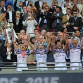 Leeds Rhinos lift the Challenge Cup at Wembley in 2015. Picture by Steve Riding.