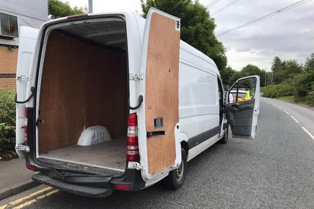 The van which was stopped by West Yorkshire Police's Road Policing Unit