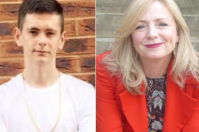 Murder victim Bradley Gledhill, left, and Batley and Spen MP Tracy Brabin