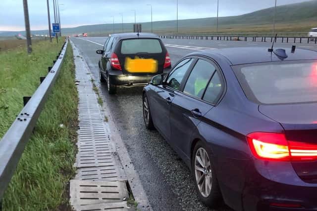 Car stopped on the M62 seen travelling at 30mph