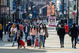 There has been four further coronavirus deaths in Yorkshire hospitals, new figures have confirmed. Pictured: Briggate in Leeds after the shops were allowed to reopen.