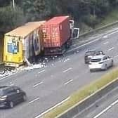 Two lorries crashed on the M62.