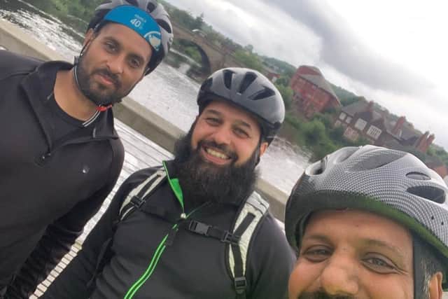 SMILES: (LtR) Team members Yasin Lorgat, Zabir Ismail, and Javid Fadal are part of the 90-man team travelling from Dewsbury to York this weekend