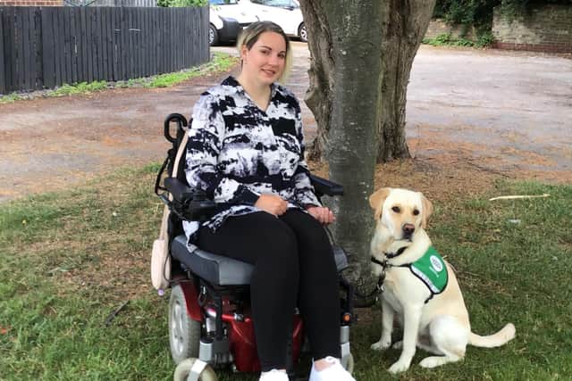 Huge help: Toni-Jane Bromley with assistance dog Udo.