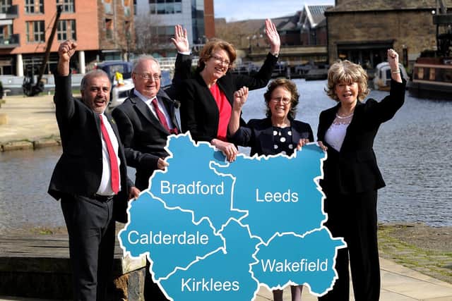 West Yorkshire council leaders, pictured when celebrating the signing of the region's devolution deal. Photo: JPI Media
