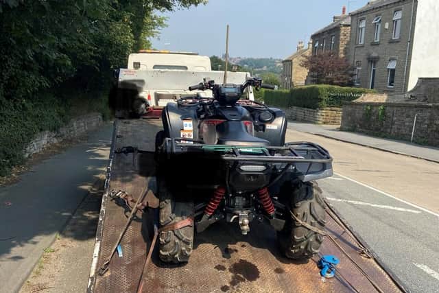 The quad bike seized by the road policing unit.