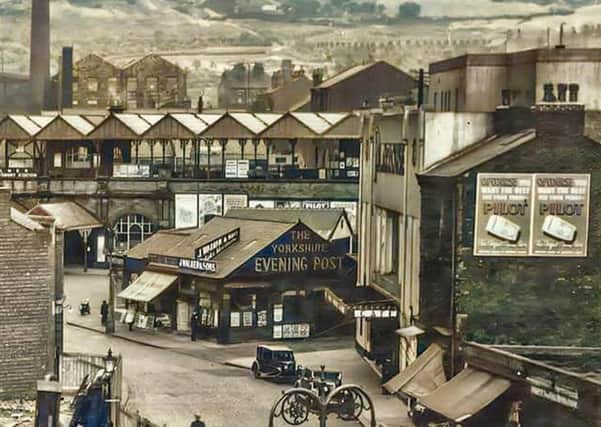 Former landmarks: This picture, taken in 1931,  shows the changing face of Dewsbury when the town was pulling down the old and replacing it with the new. The Playhouse cinema on the right had just been built, one of the most palatial in the North of England. Just across the road, old shops were being demolished to make way for Broadway House. Sadly the Central Railway Station (The Great Northern) was also later to be closed down.