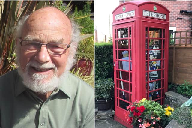 Father-of-two John Broscombe and his phone box tribute in Mirfield