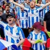 Pictured, Huddersfield Town fans watching on as the West Yorkshire side took on Reading in the Championship Play-Off Final, Wembley, London...29th May 2017 ..Photo credit: Simon Hulme/JPIMediaResell