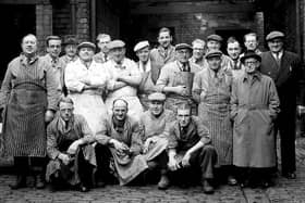 Meat the team: A rare picture of the men who worked in the Co-op slaughterhouse in Batley Carr in 1953, kindly loaned by Angela Joyce, whose grandad Jack Wilson was a well known local butcher. Her father, Jim Singlewood, had also been a butcher before leaving to work in the textile industry, and later emigrating to New Zealand.