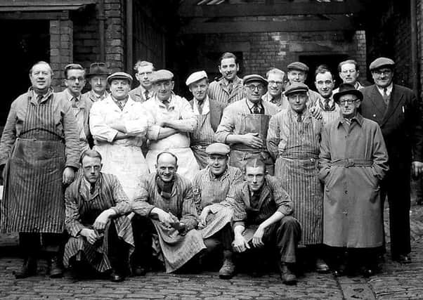 Meat the team: A rare picture of the men who worked in the Co-op slaughterhouse in Batley Carr in 1953, kindly loaned by Angela Joyce, whose grandad Jack Wilson was a well known local butcher. Her father, Jim Singlewood, had also been a butcher before leaving to work in the textile industry, and later emigrating to New Zealand.