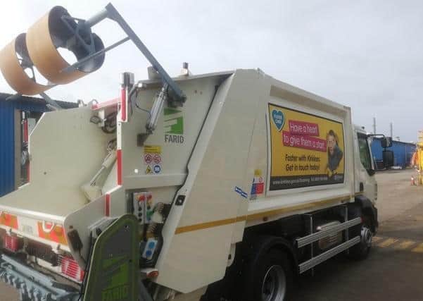 Waste recycling vehicle in Kirklees