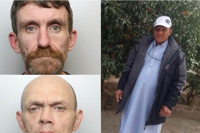 Craig Stanton (top left) and Alexander Mackay (bottom left) have been found guilty of murdering 61-year-old Saleem Butt (right) at his home in Batley.