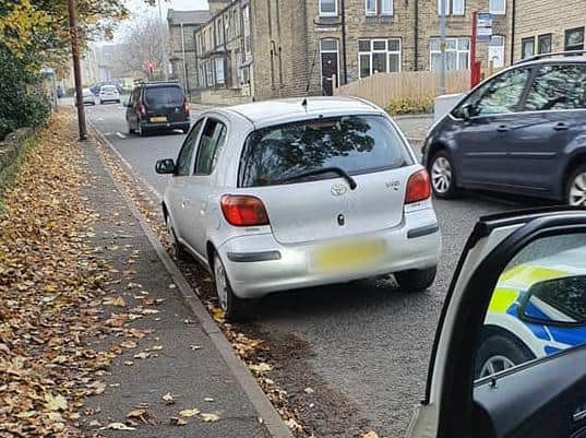The Toyota Yaris which almost crashed into police car in Cleckheaton