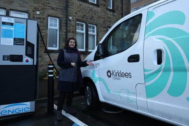 Councillor Naheed Mather pictured at Kirklees Council’s first free electric vehicle charging point