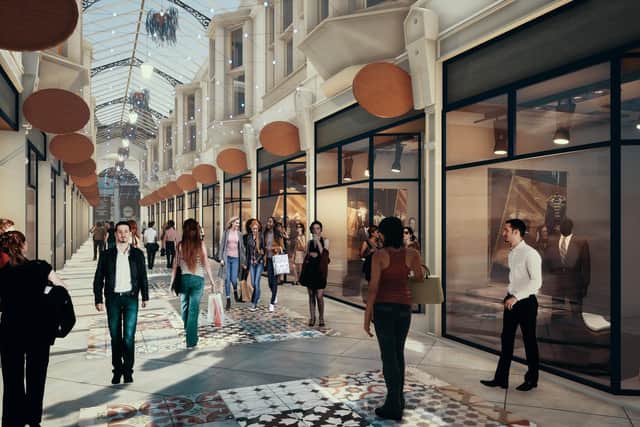 An artists' impression of how the revamped Dewsbury Arcade could look when restoration work is finished