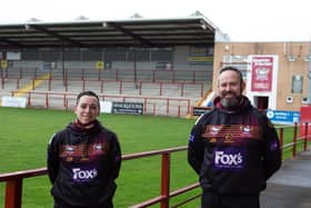 Clare Black and Jon Umpleby, of Batley Sporting Foundation, who are launching new support groups to help men with their mental health