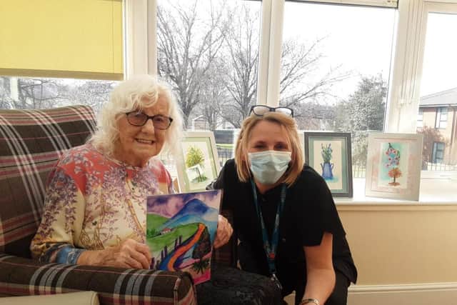 Betty Thornton with Ings Grove House manager Vicki Greenwood