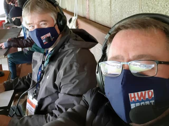 HWD Hospital Radio rugby commentators Martin Sharpe (left) and Rob Farrar