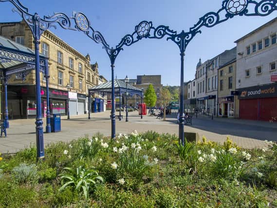 Deserted Dewsbury town centre during the first national lockdown in April 2020