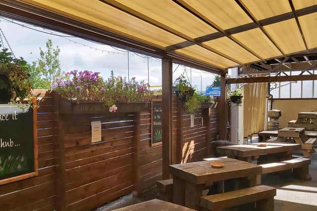 The new retractable roof at the West Riding pub at Dewsbury rail station