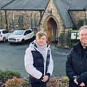 Josh Sheard, Conservative councillor for Birstall and Birkenshaw, who intends walking from Birstall to York Minster to raise money for St Saviour’s Church in Birstall. With the Revd Mike Green. (Image: LDRS)