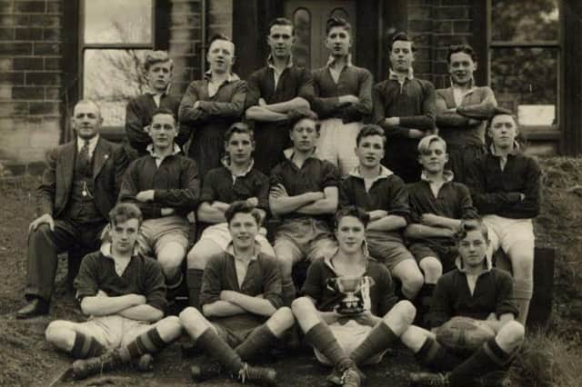 Dewsbury YMCA: Under-16 winners of Heavy Woollen Cup 1948 - coach Mr Barlow, his son Albert, second right middle row, who went on to become Mayor of Wakefield, Ray Brace, next to Mr Barlow. Other members - Jim White, captain, Greenwood, Moore, Quale, Barker, Hurst, Carter (who went on to play for Bradford), Mitchell, Carter.