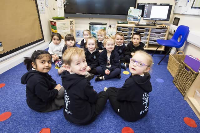 Youngsters in their hoodies at the new early years unit at Old Bank Academy, Mirfield