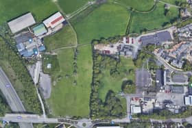 A 'dog park' has been approved for grazing land in Birkenshaw. The field can be seen close to Blue Hills Farm at the top of the image, above a larger field next to Whitehall Road West, which is earmarked for housing (image: Google)