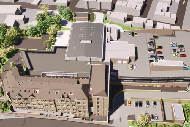 An artist's impression showing an aerial view of the new Kirklees Police District Headquarters in Dewsbury