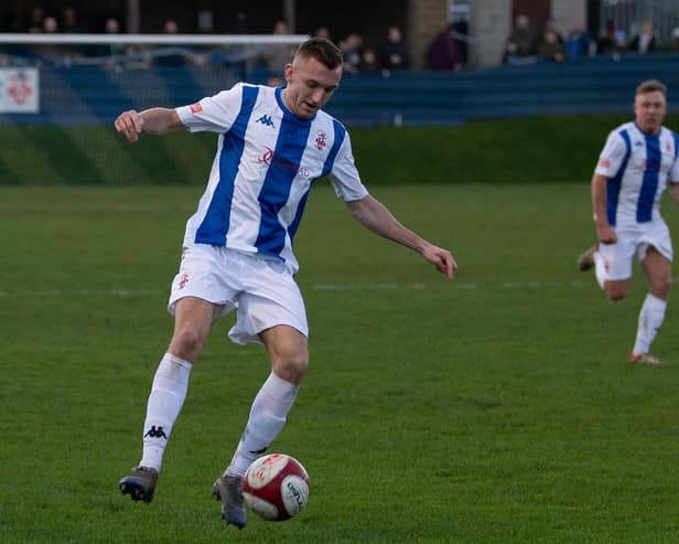 Ollie Fearon scored twice in Liversedge's 6-3 county cup victory over Halifax Town. Picture: Bruce Fitzgerald