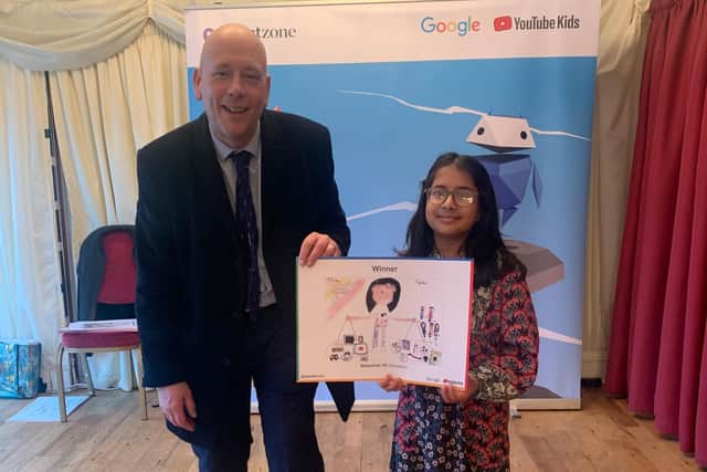 Mark Eastwood MP congratulating local competition winners at Google's digital parenting and online safety event in Parliament