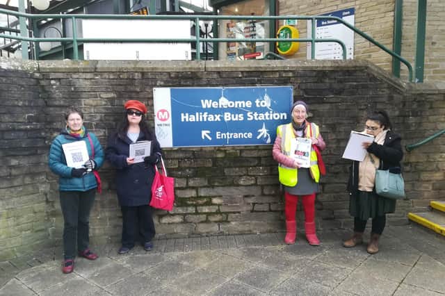 Better Buses campaigners outside Halifax Station