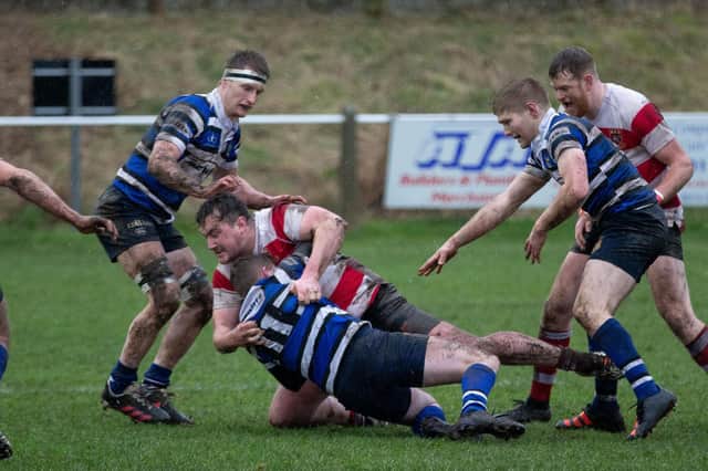 Action from Cleckheaton’s game against Driffield when they outlined their promotion credentials in North One East with victory over opponents who came into the match on top of the table.